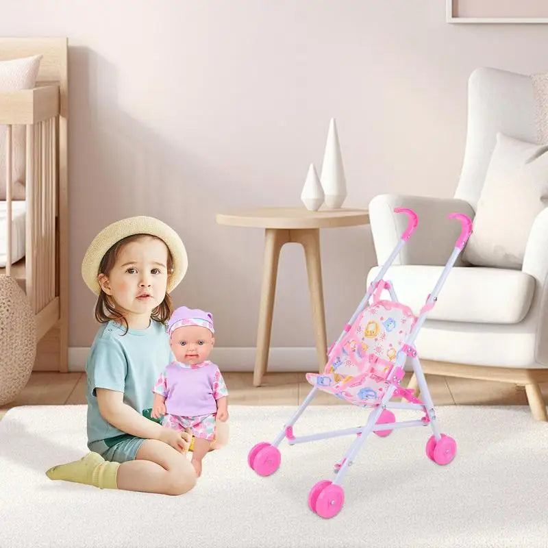 🧸 Realistična Kolica za Lutke – Igračka za Dječake i Djevojčice s T-oblikom Sigurnosnog Pojasa