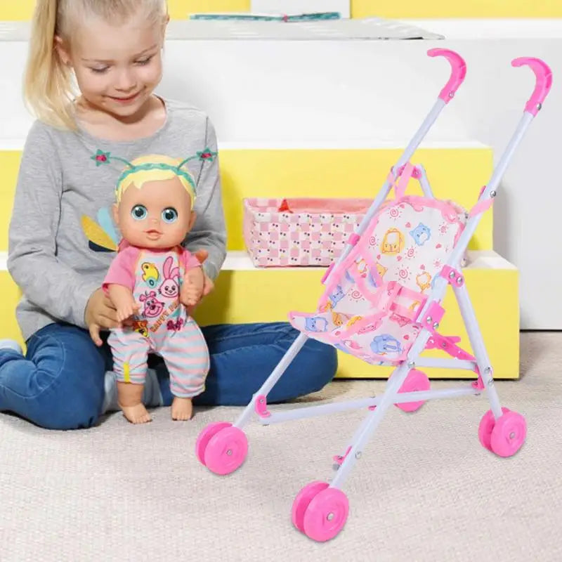 🧸 Realistična Kolica za Lutke – Igračka za Dječake i Djevojčice s T-oblikom Sigurnosnog Pojasa
