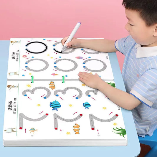 🖍️ Montessori Knjiga s 136 Stranica za Crtanje i Učenje – Igračka za Djecu s Olovkom za Razvoj Boja, Oblika i Matematike