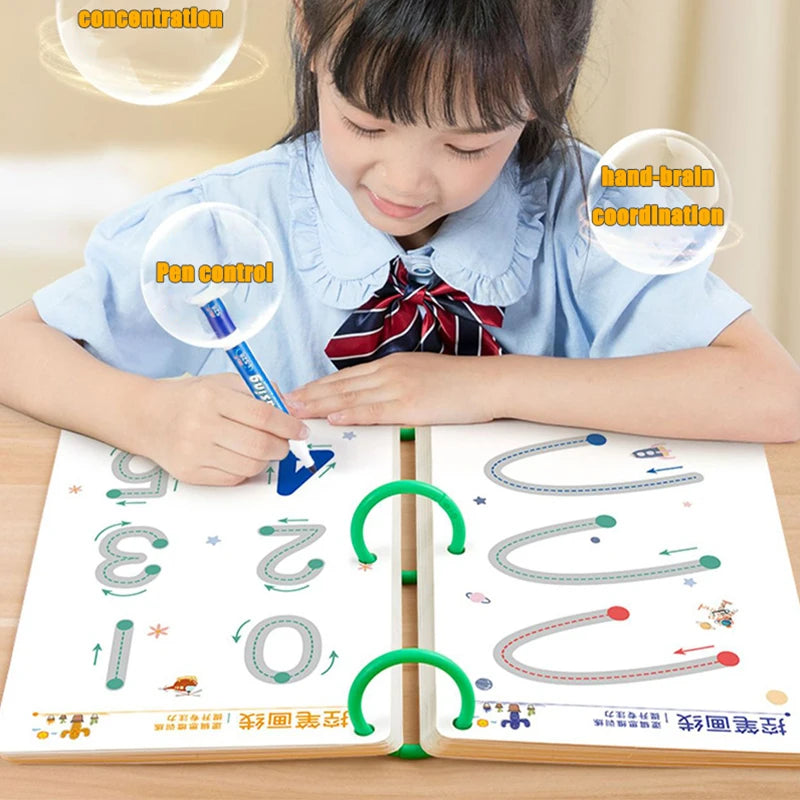 🖍️ Montessori Knjiga s 136 Stranica za Crtanje i Učenje – Igračka za Djecu s Olovkom za Razvoj Boja, Oblika i Matematike